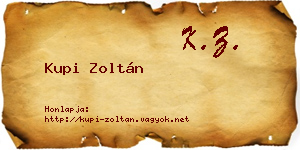 Kupi Zoltán névjegykártya